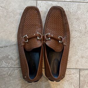 Salvatore Ferragamo Woven Brown Leather Loafers